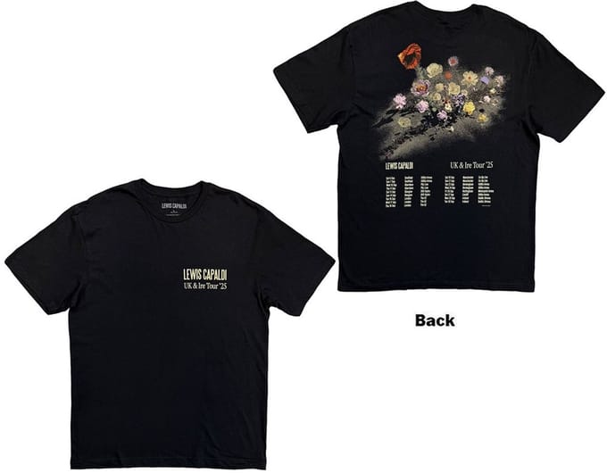 Lewis Capaldi - Flowers UK Tour '25 Heren Tshirt - S - Zwart