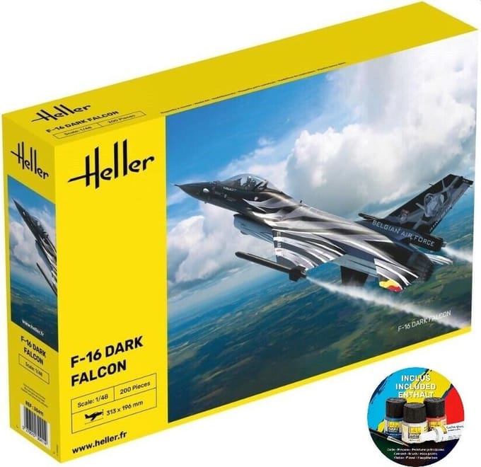 Heller Modelbouwpakket Militaire voertuigen - 35411 General Dynamics F-16 Fighting Falcon - Dark Falcon - Starter Kit Plastic - 1:48 - Modelbouw