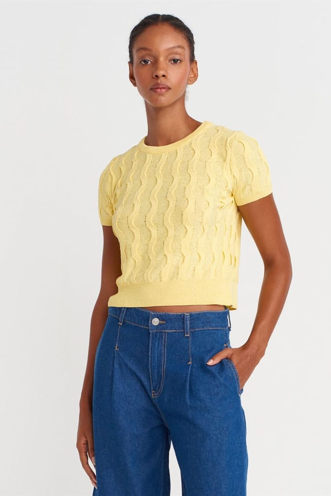 Geleide Ribbel Crop Blouse