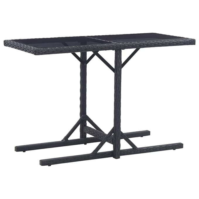 vidaXL - Tuintafel - 110x53x72 - cm - glas - en - poly - rattan - zwart