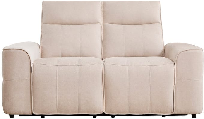 Vente-unique Elektrische tweezitsbank relax in beige chenillestof SCAMOCO
