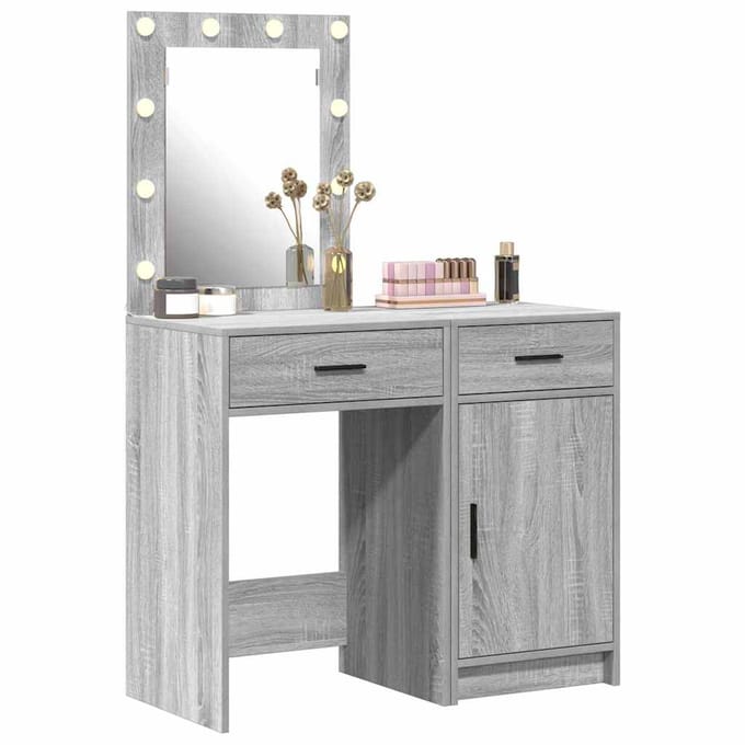 vidaXL - Kaptafel - 2 - st - Grijs - 50 - x - 41 - x - 135 - cm - Bewerkt - hout