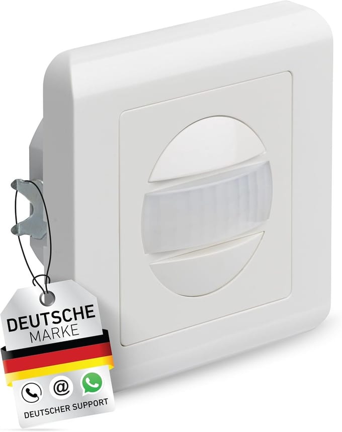 Inbouw Bewegingsmelder 160° met Infrarood Sensor en Schemersensor - 230V Spouw inbouwdoos Wit