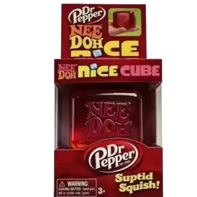 Dr Pepper x NeeDoh Nice Cube Squishy Stressverlichtend Speelgoed, Zachte Knijpbare Fidget Cube voor Kinderen & Volwassenen, Angstverlichtend Sensorisch Speelgoed black
