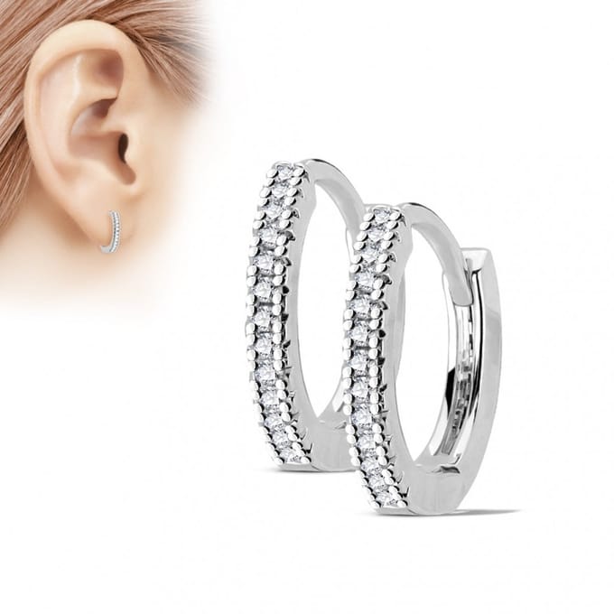 Oorbellen micro gemmed ringetjes 0.8x10 - zilver - LMPiercings