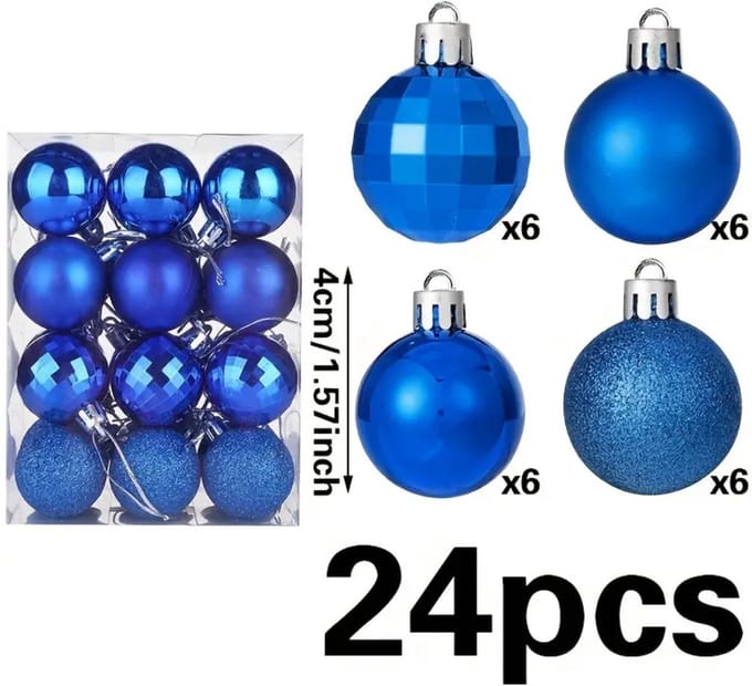 Nivard Kerstballen - Kerstversiering - Plastic - Kerstballenset - Blauw - 4 cm - 24 stuks
