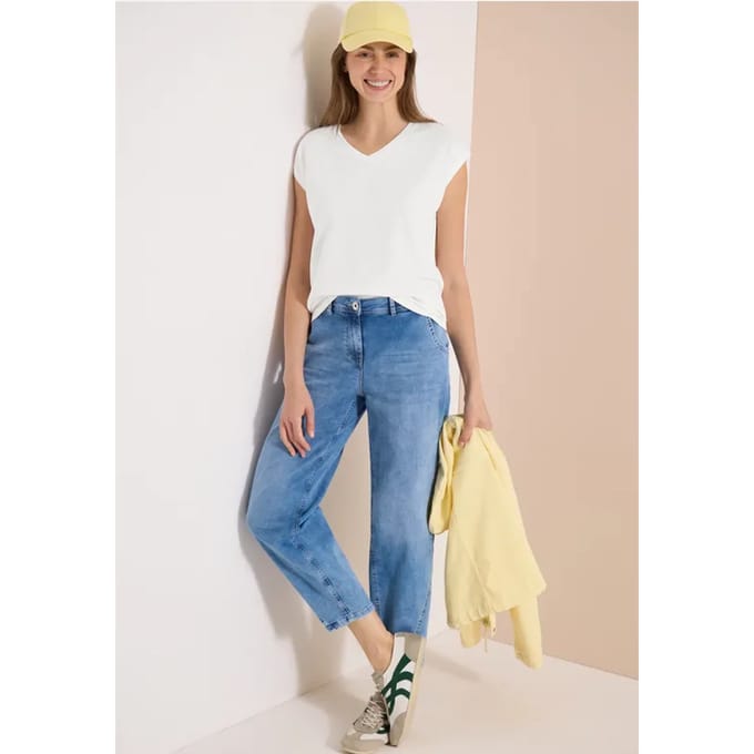 Shirt met overhangende schouders en V-hals