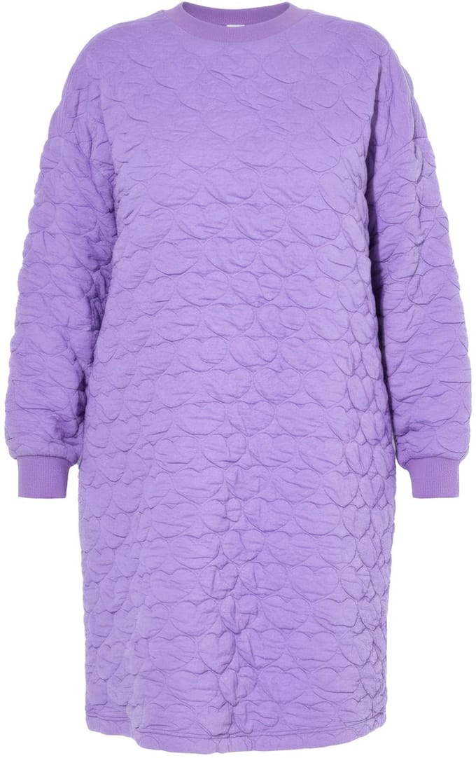 Studio Untold - Dames - Mini-sweatjurk oversized HEART-stiksel - Purper - Maat 46+