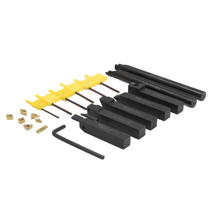 Ensemble de 7 porte-outils de tournage en acier allié de 16 mm, lames et clés pour le traitement