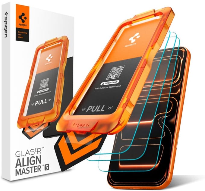 Spigen AlignMaster Geschikt voor Apple iPhone 17 Pro - 9H Tempered Glass Screen Protector - Case Friendly - Gemakkelijke Installatie - 3-Pack
