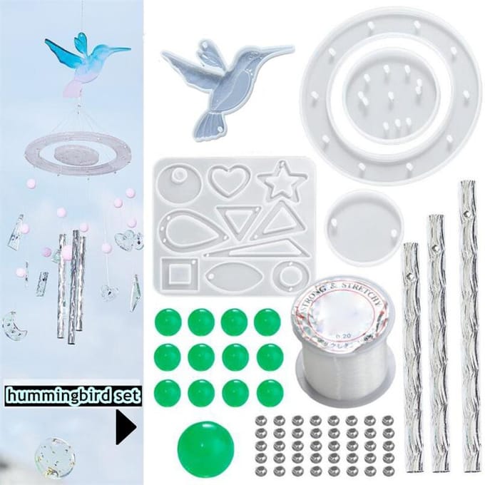 6 stijlen windgong epoxyhars mal voor ornament DIY hummingbird set