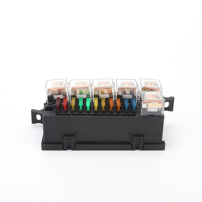 Boîte à fusibles 11 routes, support de relais 6 relais 80A 12V voiture camion bateau marin universel gray