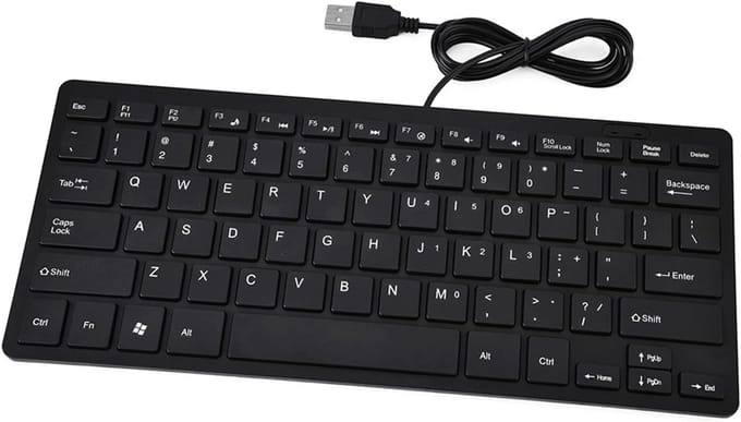 Ultra-dunne Mini Toetsenbord - 78 Toetsen - USB - Zwart
