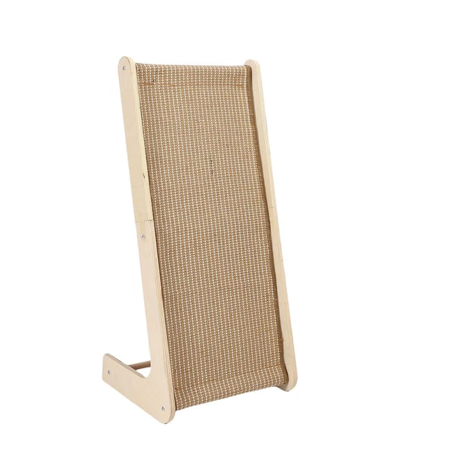 Griffoir vertical pour chat Sisal Protégeant les meubles Structure stable Bois massif Résistant à l'usure Forme L Planche à griffer pour chat beige