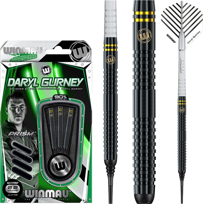 Winmau Daryl Gurney Black Edition 90% Soft Tip - Dartpijlen - 22 Gram