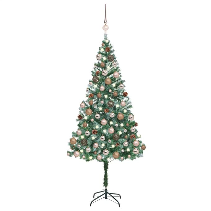 vidaXL - Kunstkerstboom - met - verlichting - kerstballen - dennenappels - 180 - cm
