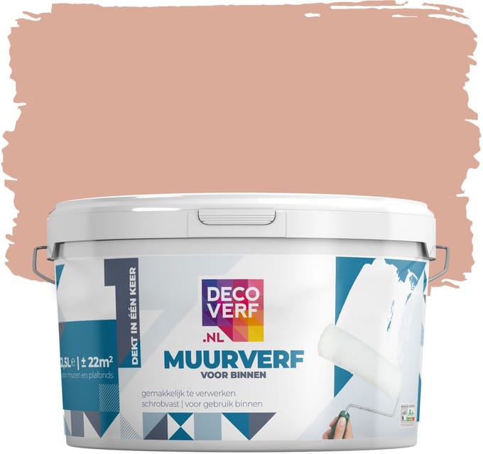 Decoverf muurverf mat perzik, 2.5L