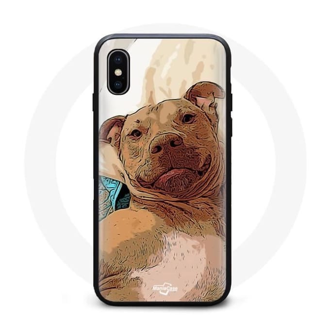 Coque - Pitbull mignon - Iphone XS Max - Souple - Noir - Mixte