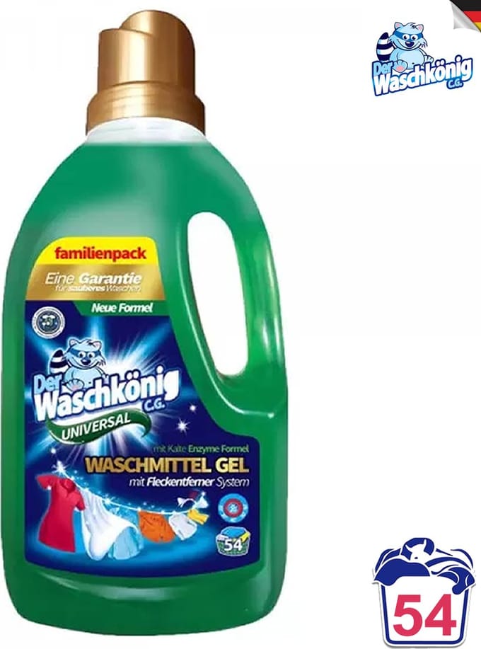 Der Waschkönig - Universal - Wasmiddel - Gekleurde & Donkere Was - 1625ml - 54 Wasbeurten