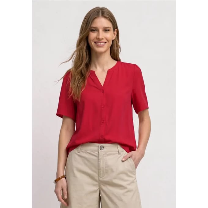 A346642 Buttoned splitneck blouse U