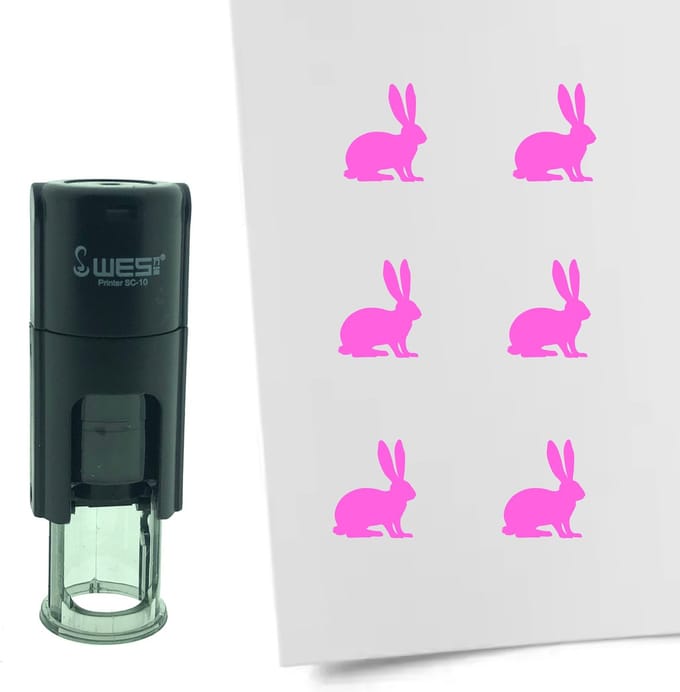 CombiCraft Stempel Konijn 10mm rond - roze inkt