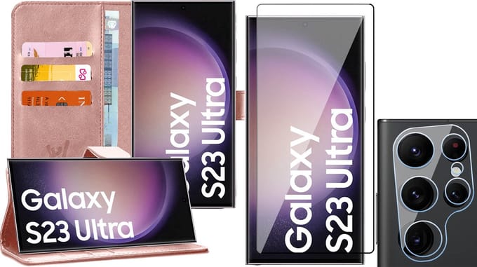 Hoesje geschikt voor Samsung Galaxy S23 Ultra - Screenprotector FullGuard & Camera Lens Screen Protector - Book Case Kunstleer Pasjeshouder Roségoud