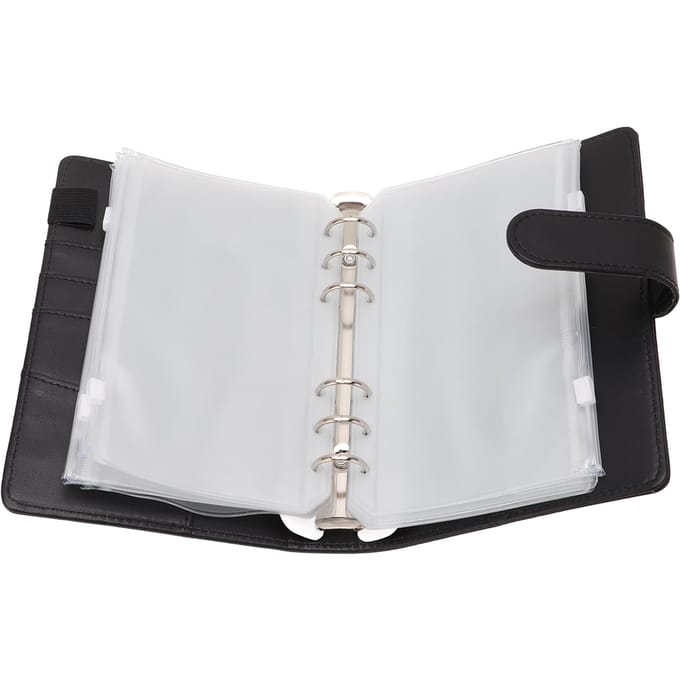 Classeur A6 Classeur A6 Pochette Zippée Carnet Cuir PU Carnet de Budget Enveloppe pour Argent noir