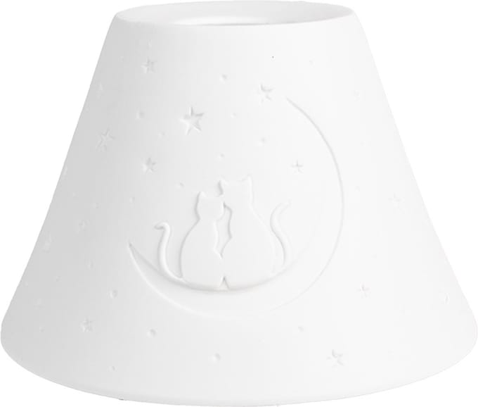 Clayre & Eef Hanglampenkap Ø 15x10 cm Wit Porselein Katten