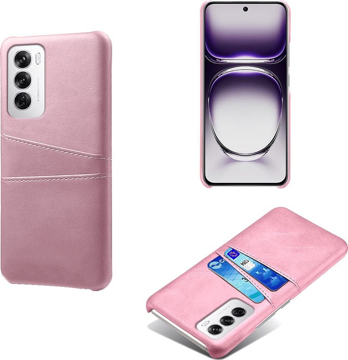Backcover met Opbergvakjes + PMMA Screenprotector voor OPPO Reno 12 _ Roze Goud