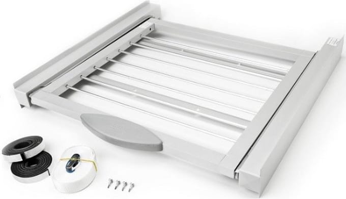 Roller - Aansluitframe wasmachine droger met waslijnrol - 60x60 cm - grijs