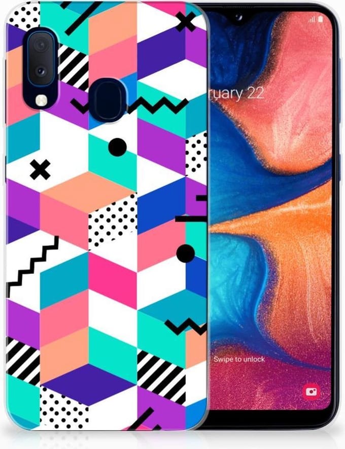 Samsung Galaxy A20e TPU Hoesje Blokken Kleurrijk