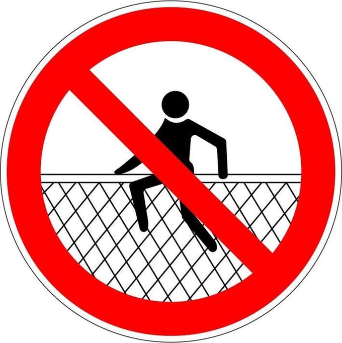 Verboden op hek te zitten sticker 100 mm