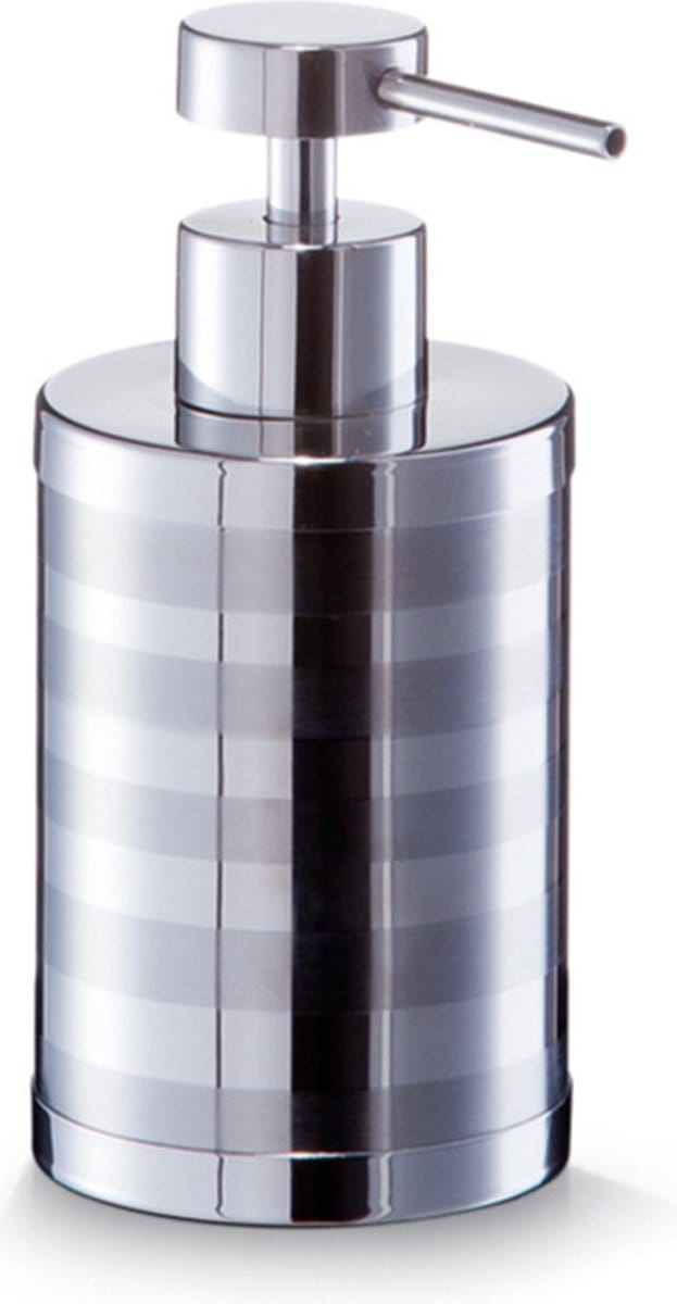 Zeller Zeeppompje/dispenser - edelstaal/rvs - streep motief - 15 cm