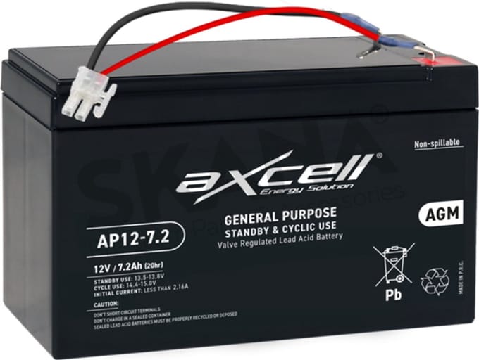 AGM accu 12V - 7,2A - 86,4Wh geschikt voor robotmaaiers ROBOMOW modellen