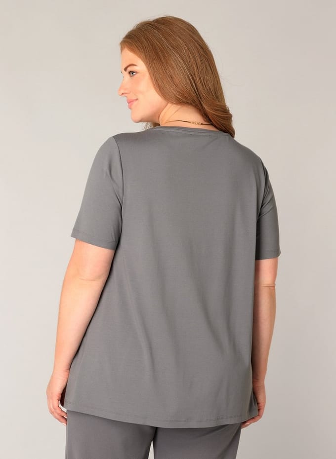 BASE LEVEL CURVY Alba T-Shirts - Dark Grey - maat X-0(44)