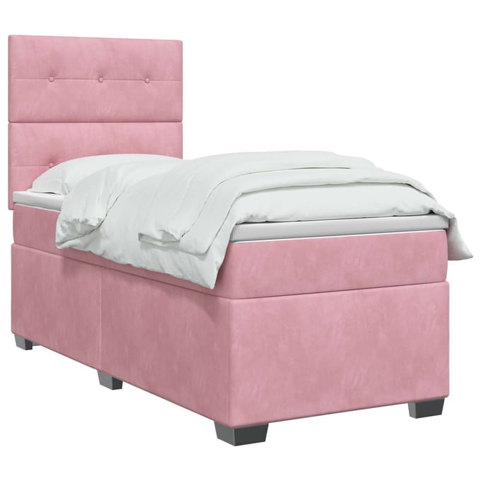 vidaXL - Boxspringbed - met - matras - met - hoofdeinde - Roze - 80 - x - 200 - cm - Fluweel