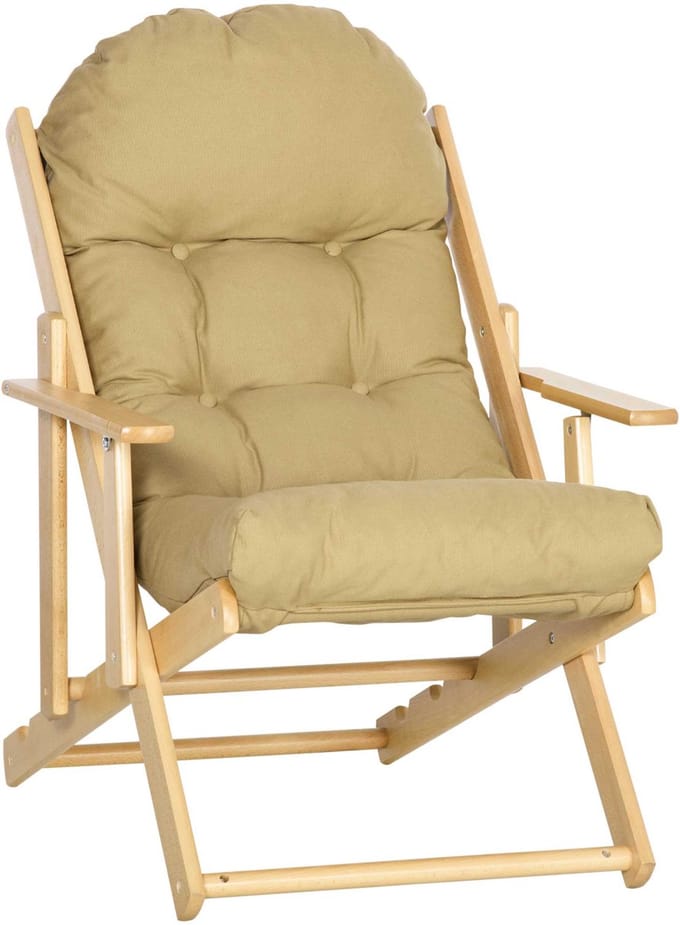 HOMCOM-Relaxsessel-Buchenholz, Schaumstoff-71L x 89B x 96H cm-Braun