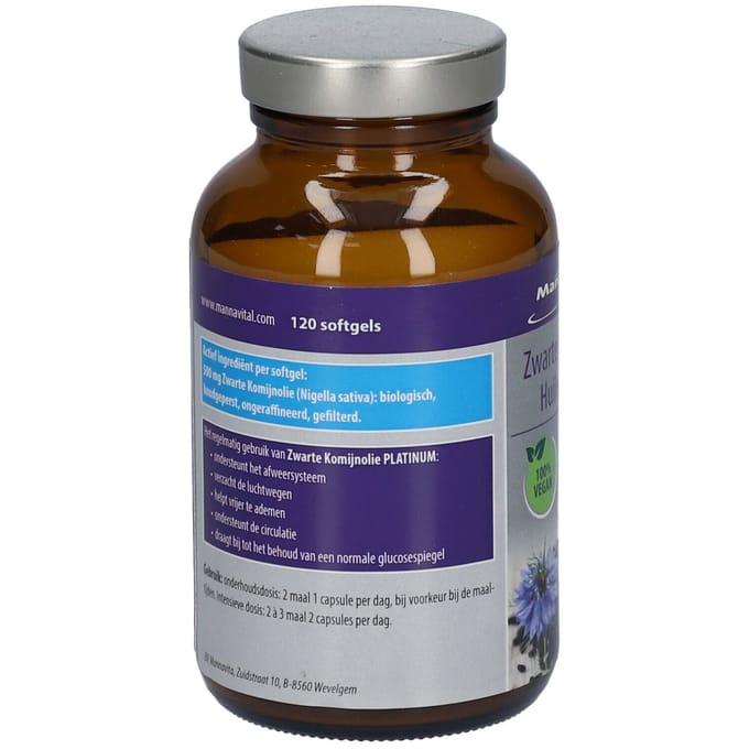 Mannavital Zwarte komijnolie platinum 120 Softgels