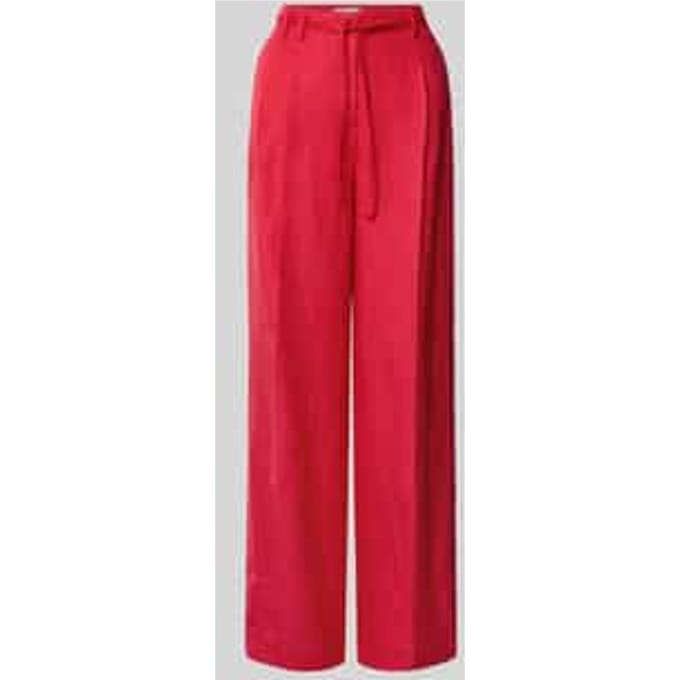 Wide leg broek van linnenmix met riem