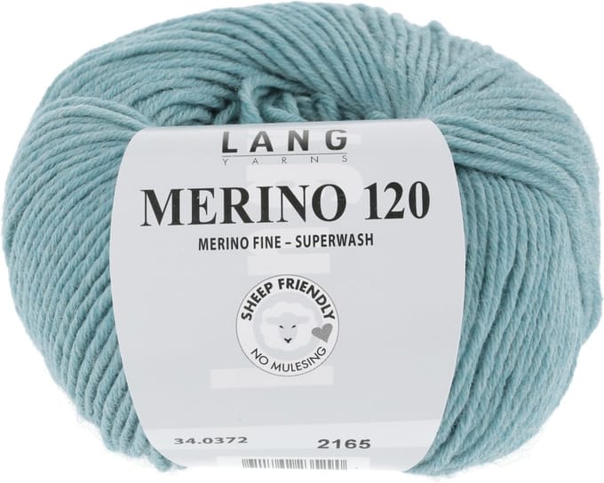 Lang Yarns Merino 120 - 372 aquablauw mix - Merinowol Garen