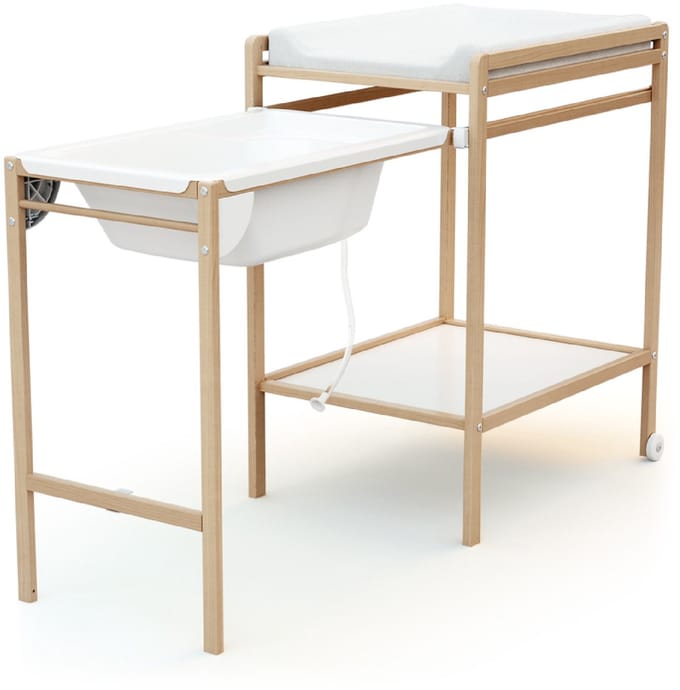 WEBABY - Verschoontafel met bad LILO in hout Beuken Gelakt