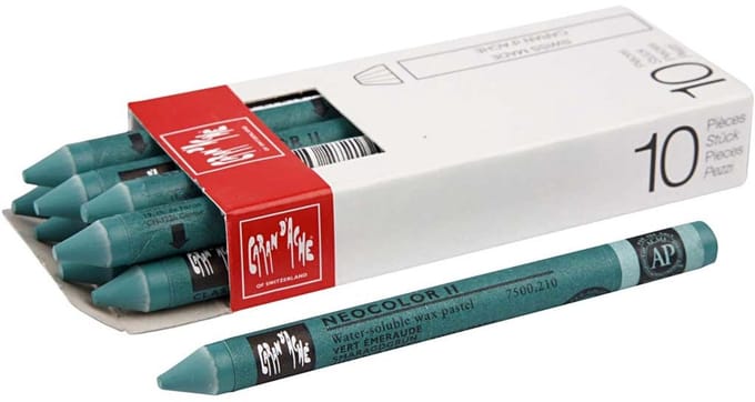 CARAN D’ACHE Neocolor II, L: 10 cm, dikte 8,5 mm, emerald green (210), 10 stuk
