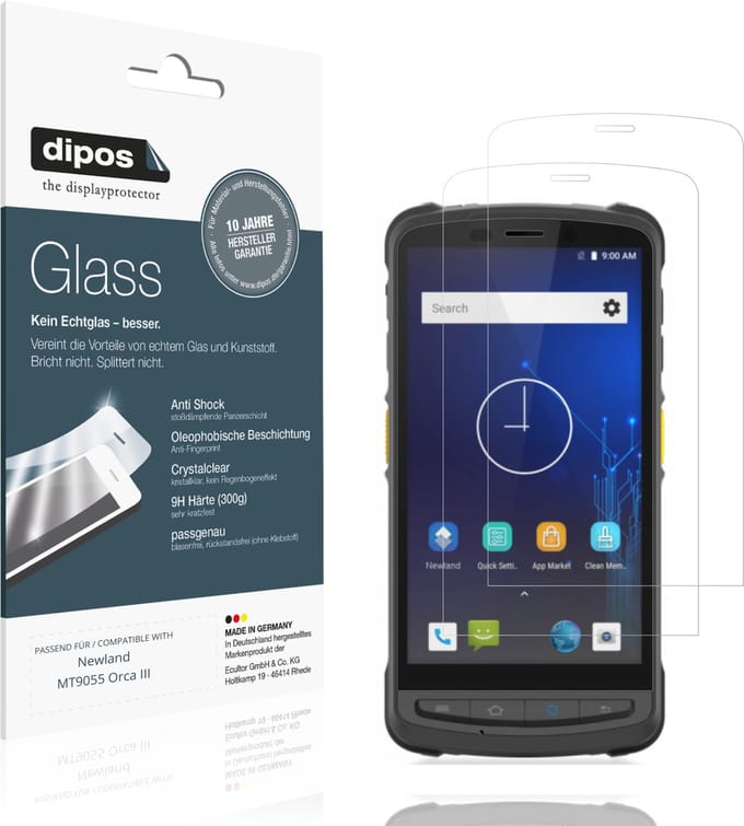 dipos – 2x Pantserfolie geschikt voor Newland MT9055 Orca III | 9H Screenprotector