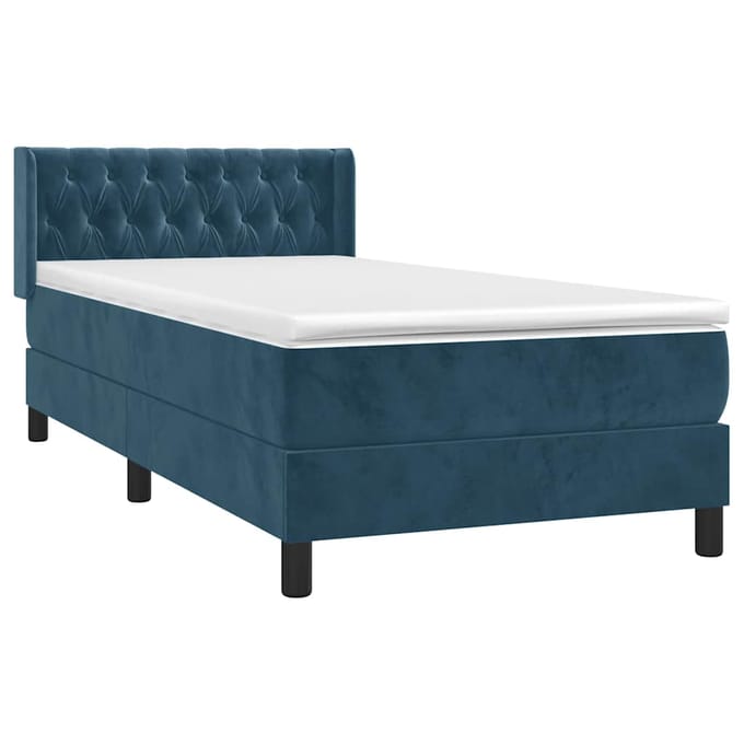 vidaXL - Boxspring - met - matras - fluweel - donkerblauw - 100x200 - cm