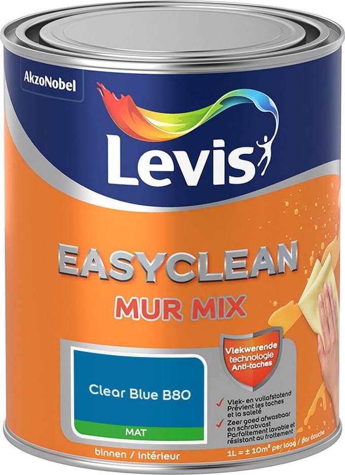 Levis - Easyclean Mur Mat Mix - Clear Blue B80 - Mengverf - 1 L
