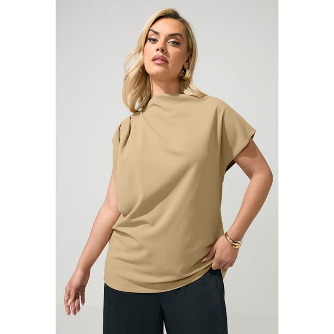 Yours London Natuurlijke Bruine Drapeerschoudertop Size 38