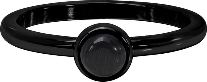 Quiges Stapelring Dames - Vulring - RVS Zwart met Natuursteen - Maat 20 - Hoogte 2mm