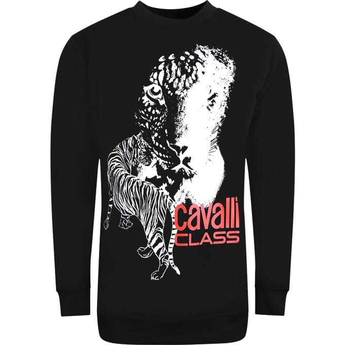 Cavalli Class groot tijgerlogo ontwerp zwart sweatshirt