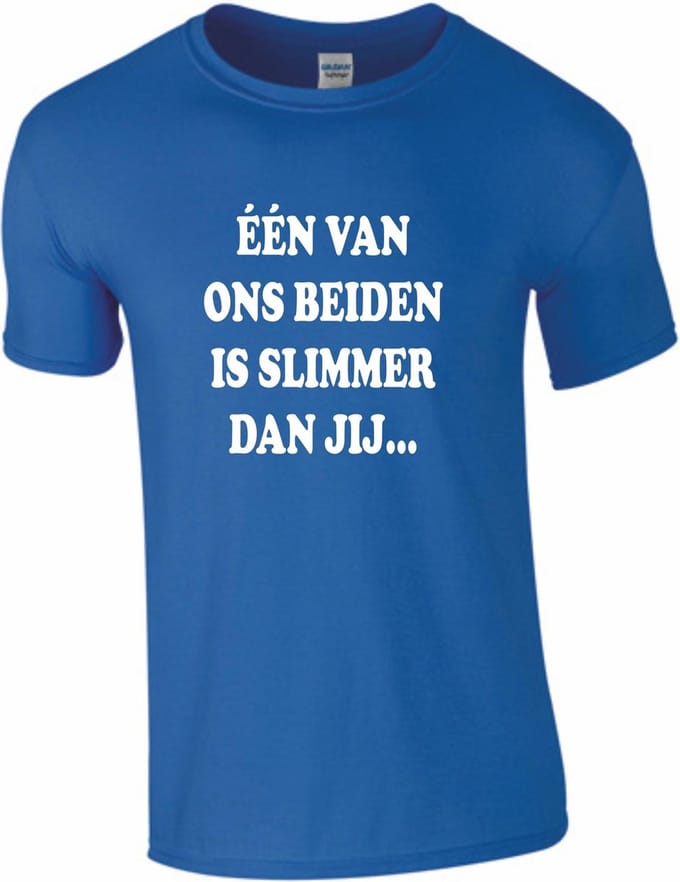 T-SHIRT Bedrukte tekst - Slimmer dan jij - Large - Blauw - bedrukte shirts