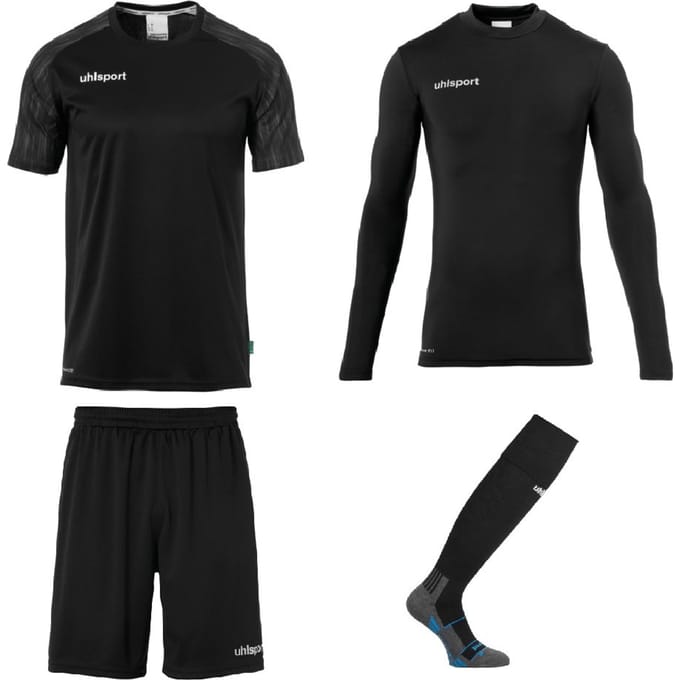 Uhlsport Reaction Keeperstenue Set Black - Keepershandschoenen - Maat M